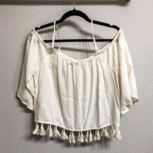 Boho Off the Shoulder Tassel Top